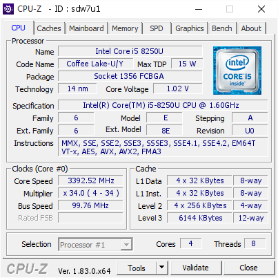 پردازنده مرکزی intel core i5 8250U